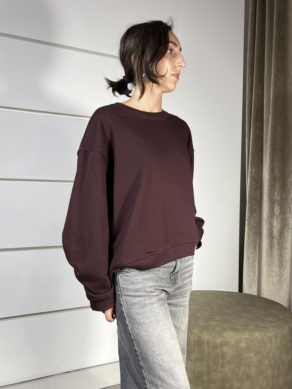 felpa over garzata girocollo bordeaux TF0581BORDEAUX VICOLO