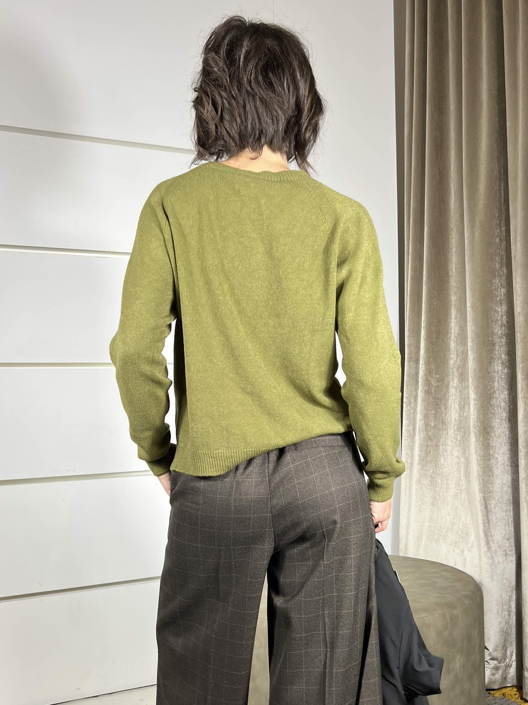 maglia paricollo a scatolettaverde olio in viscosa XTAL812VERDE OLIO SUSY MIX