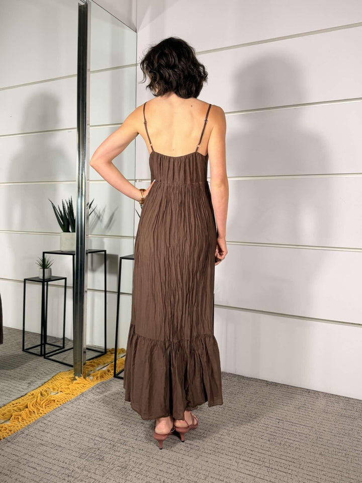 abito spallina moro in cotone e seta S26M813MORO SUSY MIX