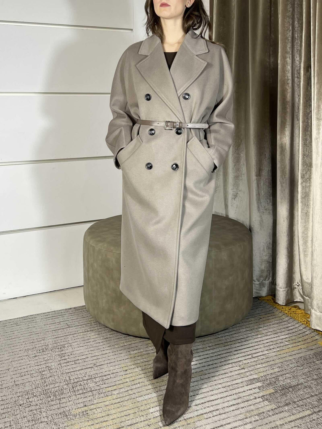 CAPPOTTO TAUPE OVER DOPPIOPETTO CON CINTA KH36KEY1928 IMPERIAL