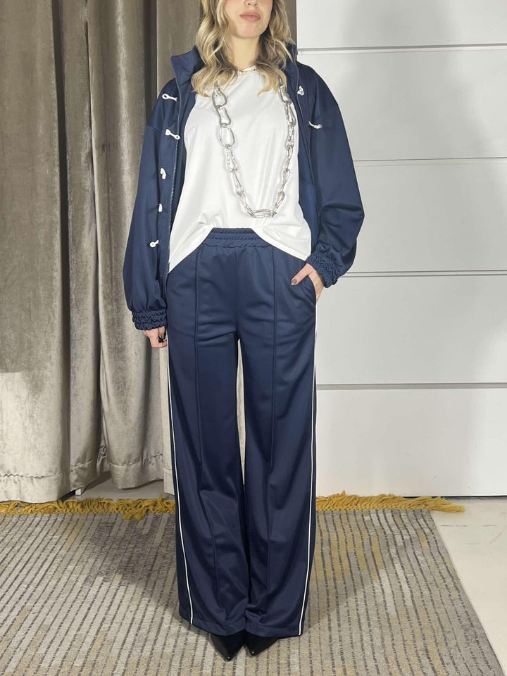 pantalone blu  a palazzo con banda PVS-Q166BLU HAVE ONE
