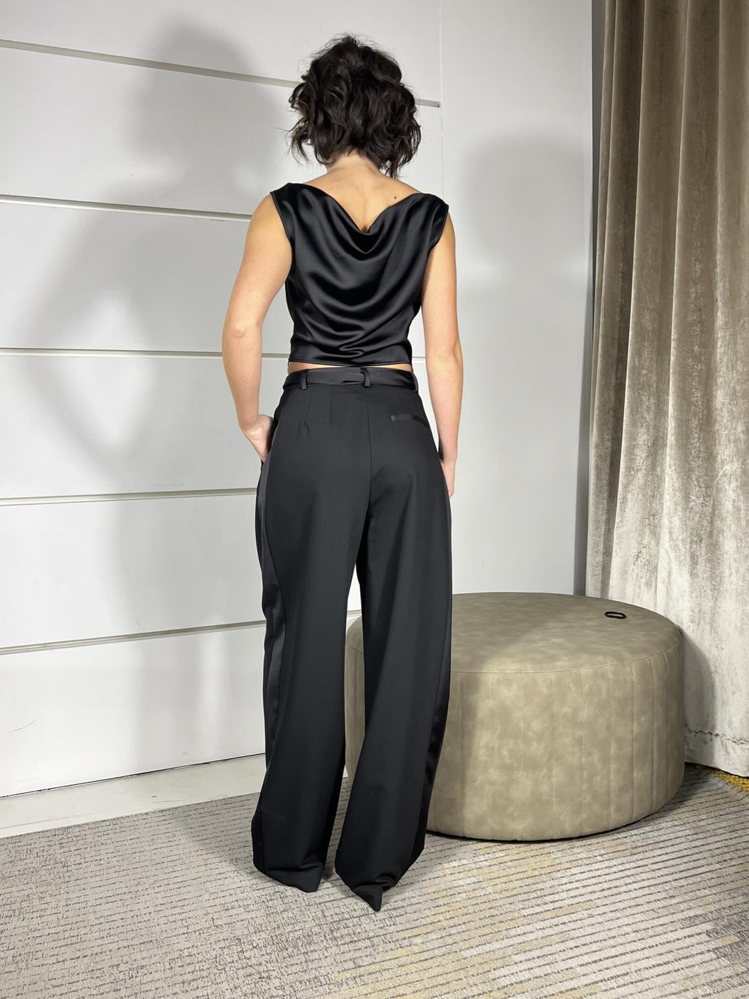 pantalone con cravatta in vita nero PEX1KIC1900 IMPERIAL