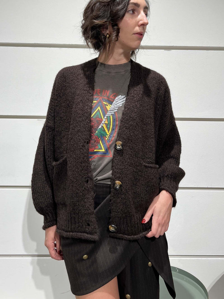cardigan over 3 bottoni moro misto lana JIT-P020MORO HAVE ONE