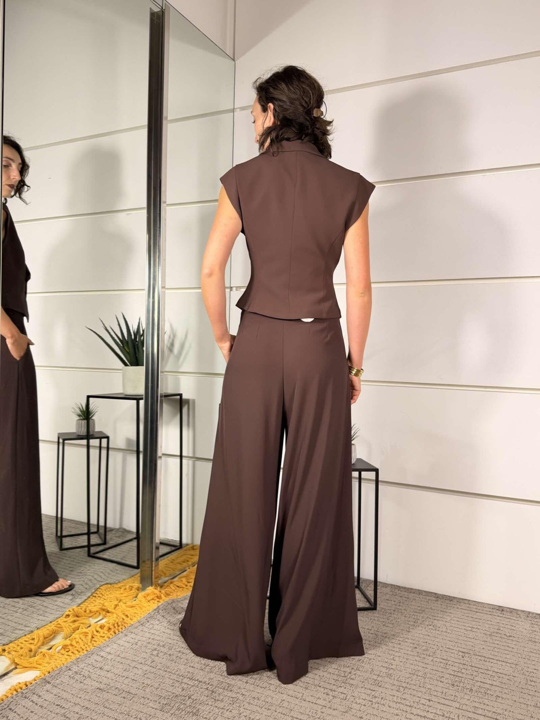 pantalone ampio con cinta e pinces caffe P3ZQLHX1854 IMPERIAL