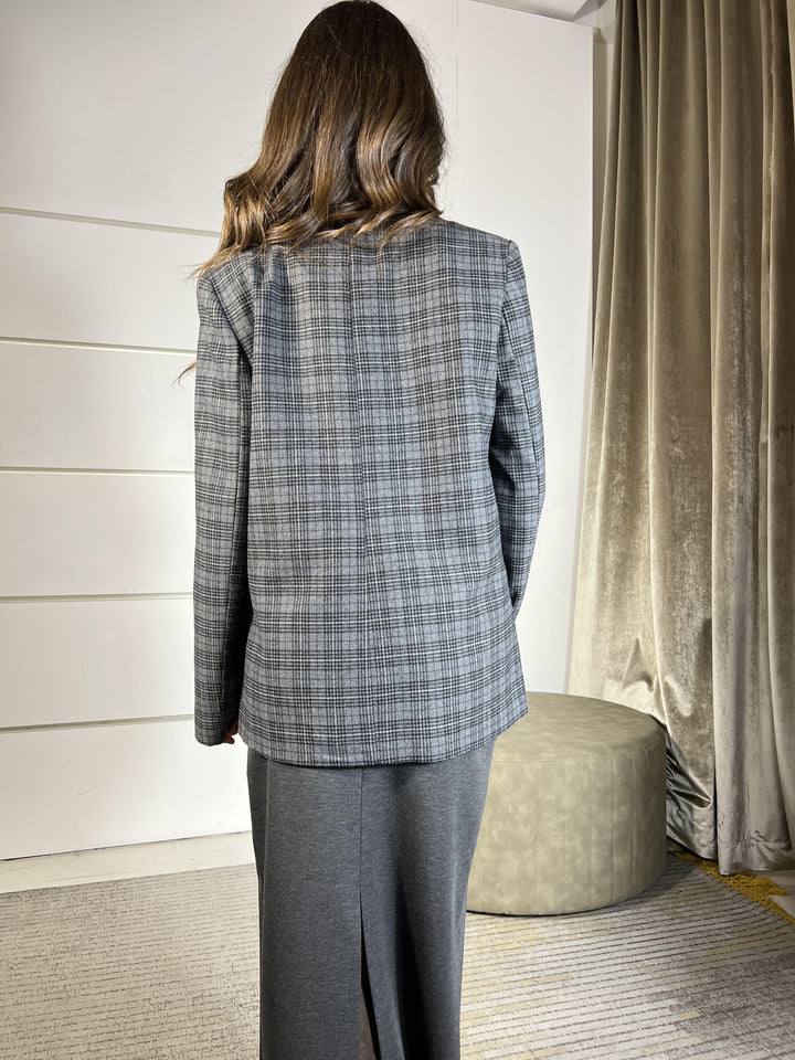 giacca principe di galles con spille grigia e nera TF1921GRIGIO/NERO VICOLO