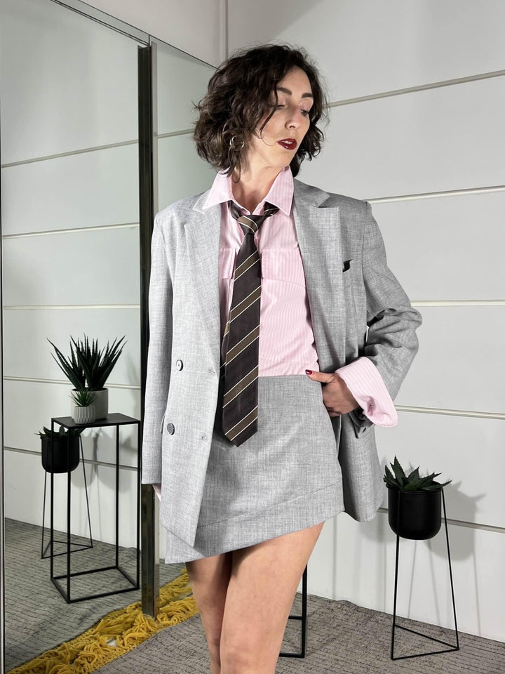 minigonna asimmetrica grigio melange chiaro TAB1336GRIGIO MELANGE CHIARO VICOLO