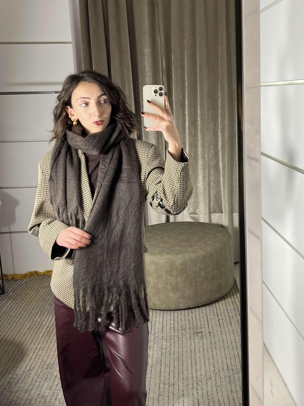 sciarpa con frange in misto lana caffe S21357CAFFE FEMME CAFE SELECTION