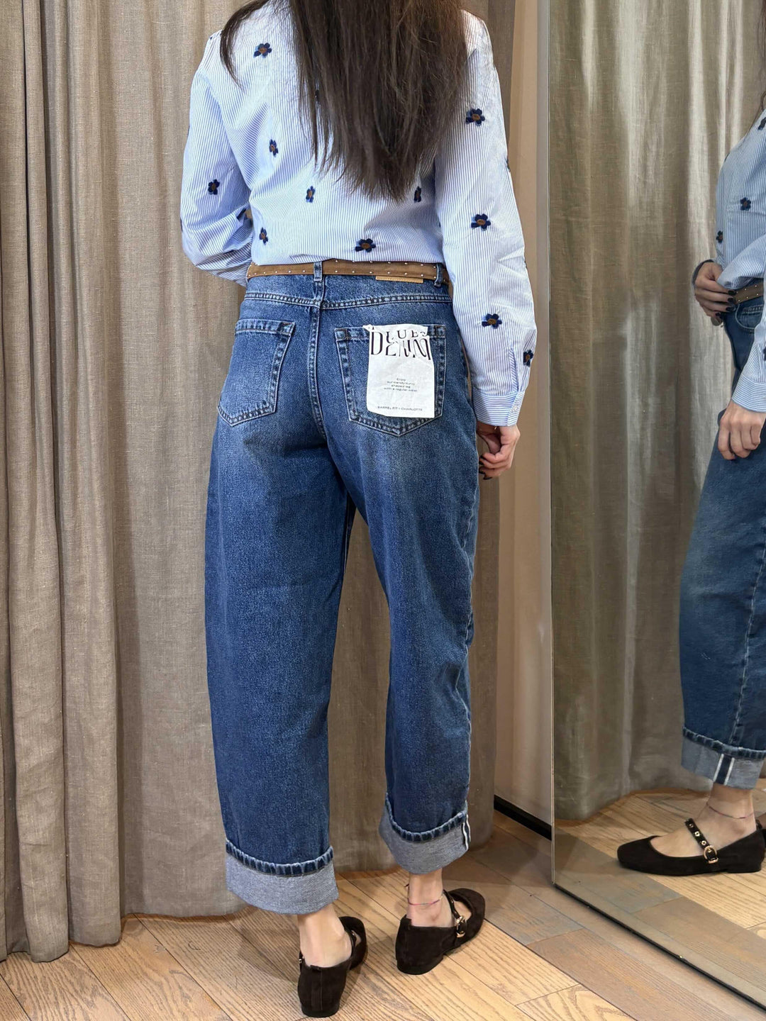 jeans barrel con risvolto denim medio CHARLOTTE001 iBLUES