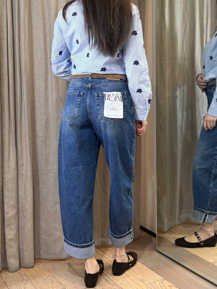 jeans barrel con risvolto denim medio CHARLOTTE001 iBLUES