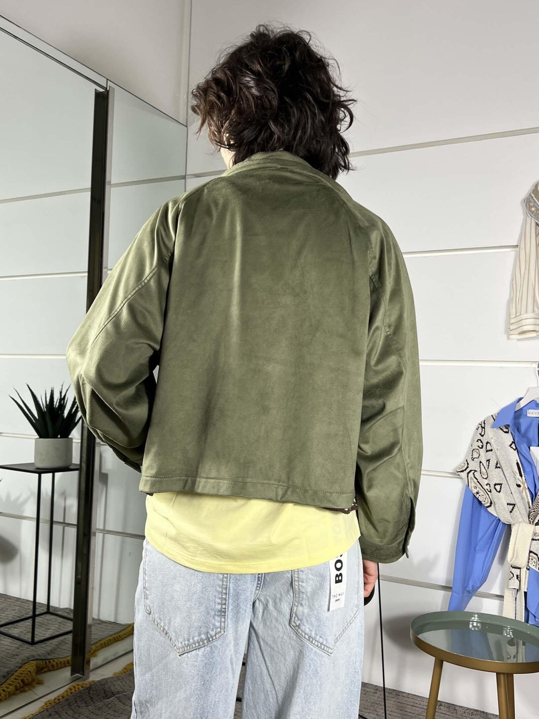 giubbotto scamosciato con zip verde 26MP26058VERDE MILITARE FEMME SELECTION