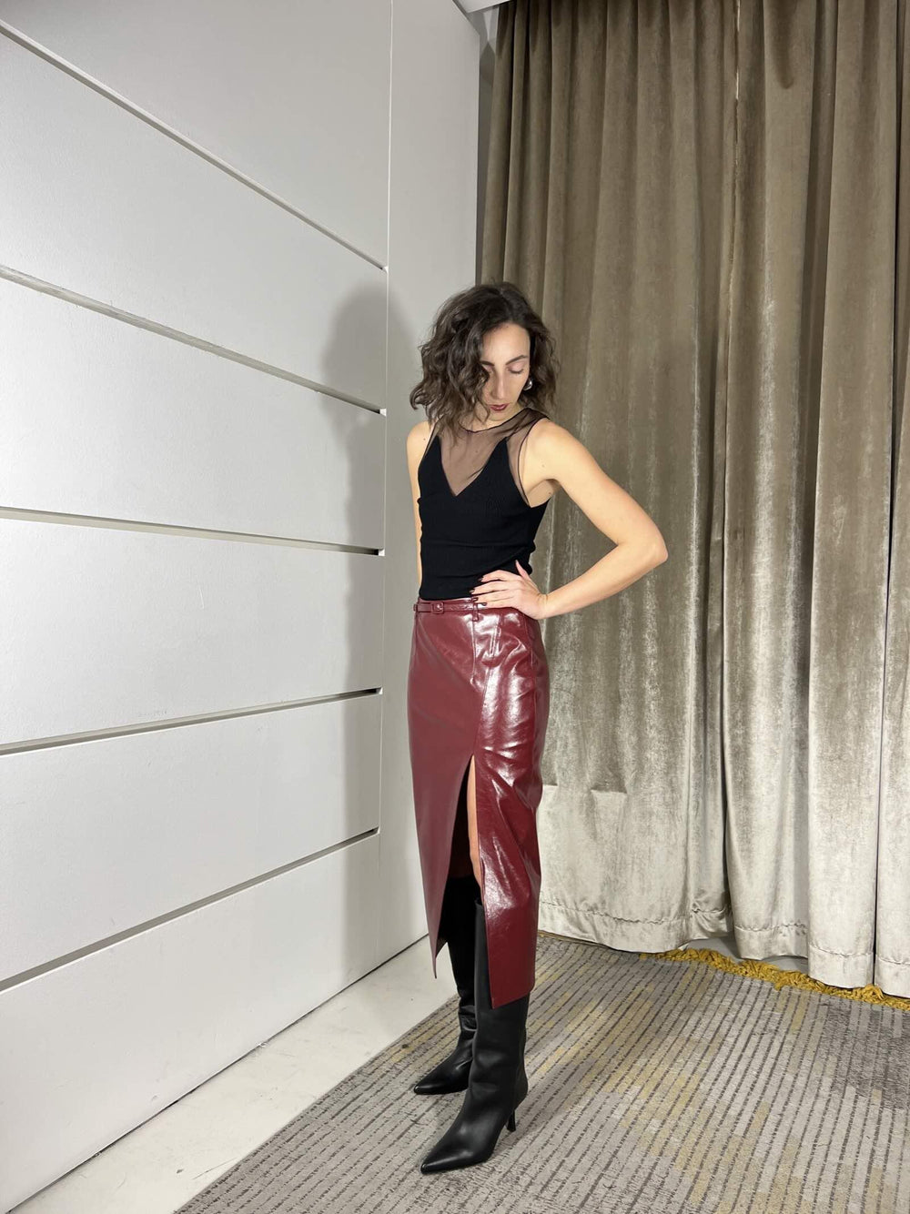 gonna in ecopelle rossa A25CPGO00501V0752 CORSELLINI