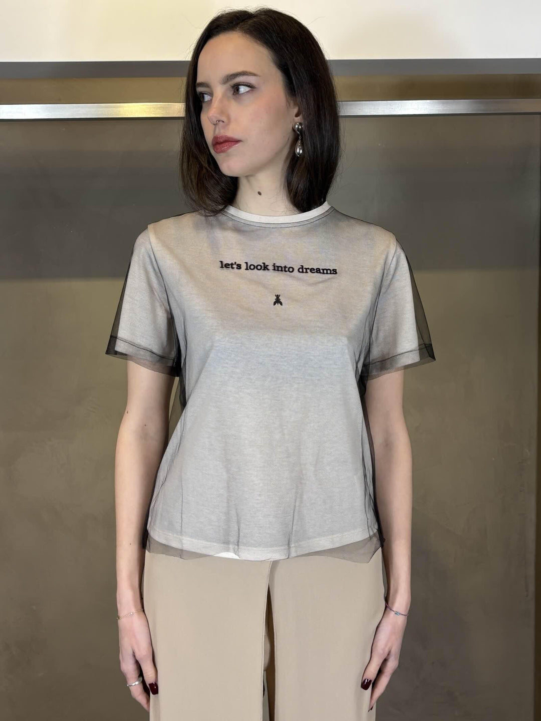 t-shirt double con scritta panna e nera 8M1815J370J4U3 PATRIZIA PEPE PREVIEW