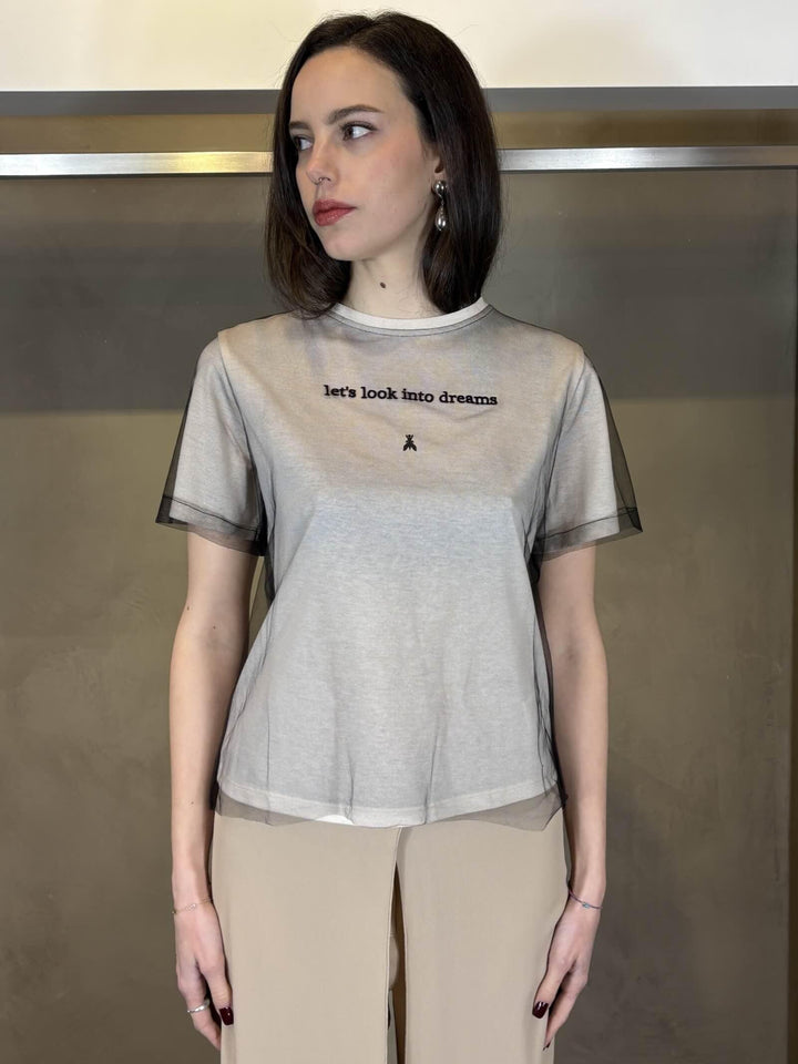 t-shirt double con scritta panna e nera 8M1815J370J4U3 PATRIZIA PEPE PREVIEW