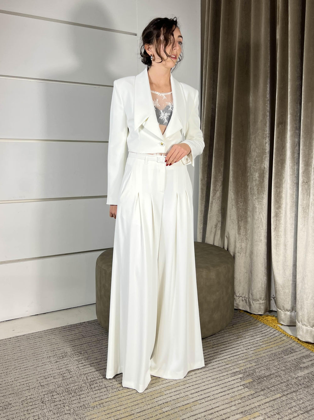 pantalone ampio con cinta e pinces latte P3ZQKHX1140 IMPERIAL