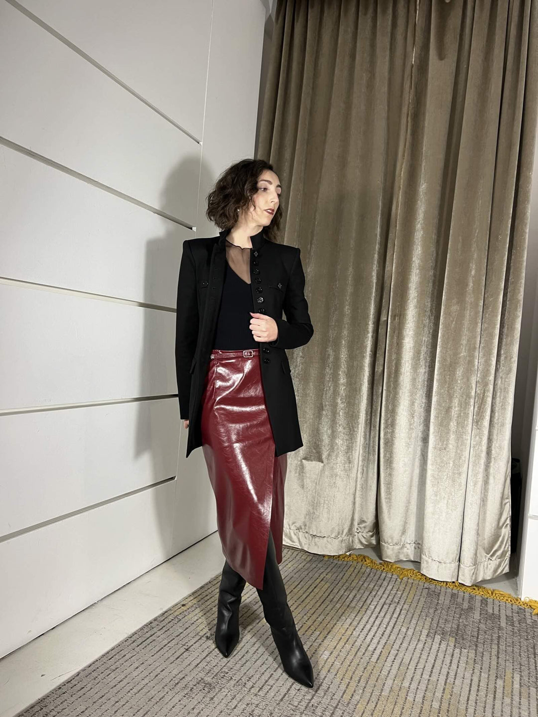 top bi tessuto nero in maglia e organza A25CPTOO0301V0000 CORSELLINI