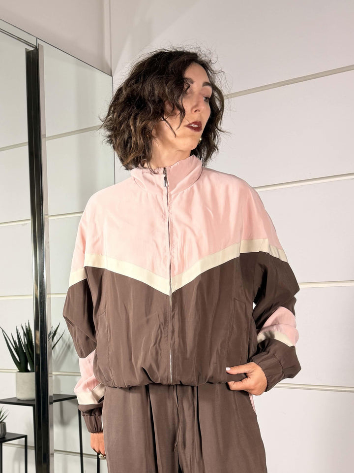bomber gesso rosa moro in viscosa 26B4568MILITARE/GESSO/ROSA TENSIONE IN