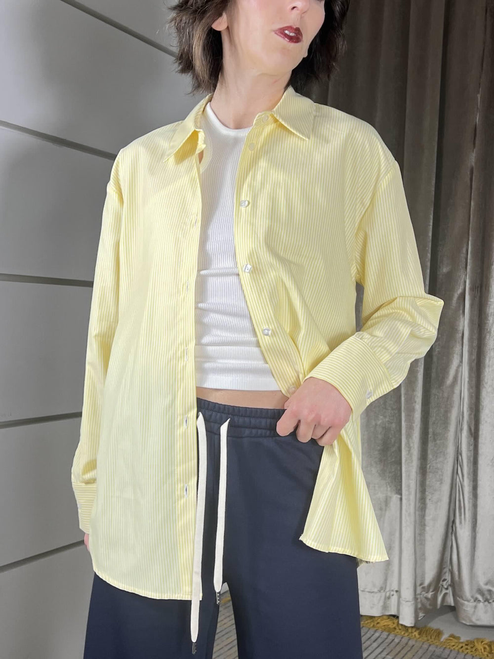 camicia tensione in over a righe 26C3731GIALLO TENSIONE IN