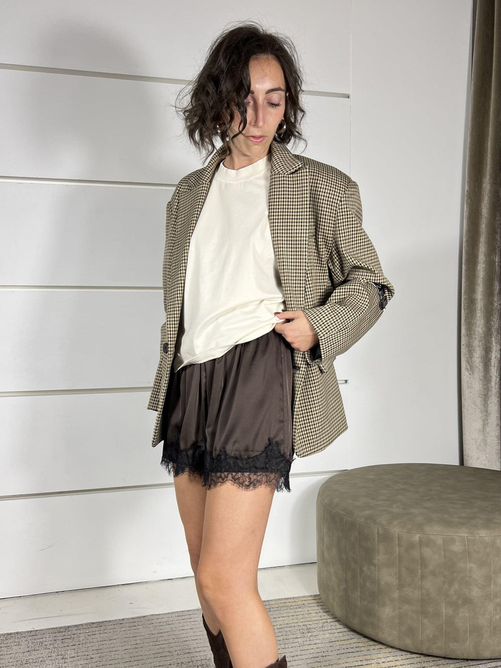 short moro  in pizzo satin con elastico TF1030MORO VICOLO