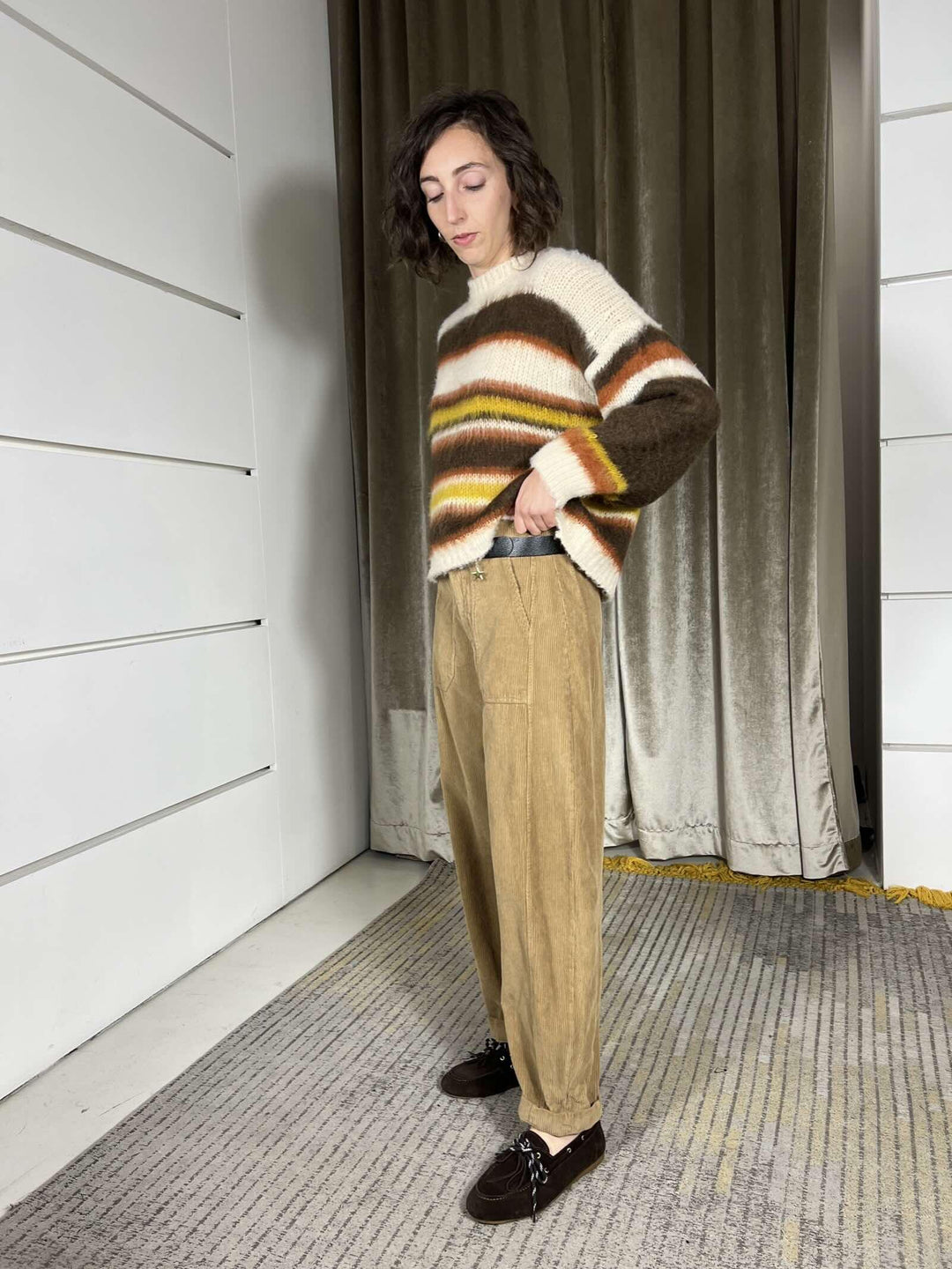 pantalone velluto a ovetto cammello 59054PCAMMELLO SUSY MIX