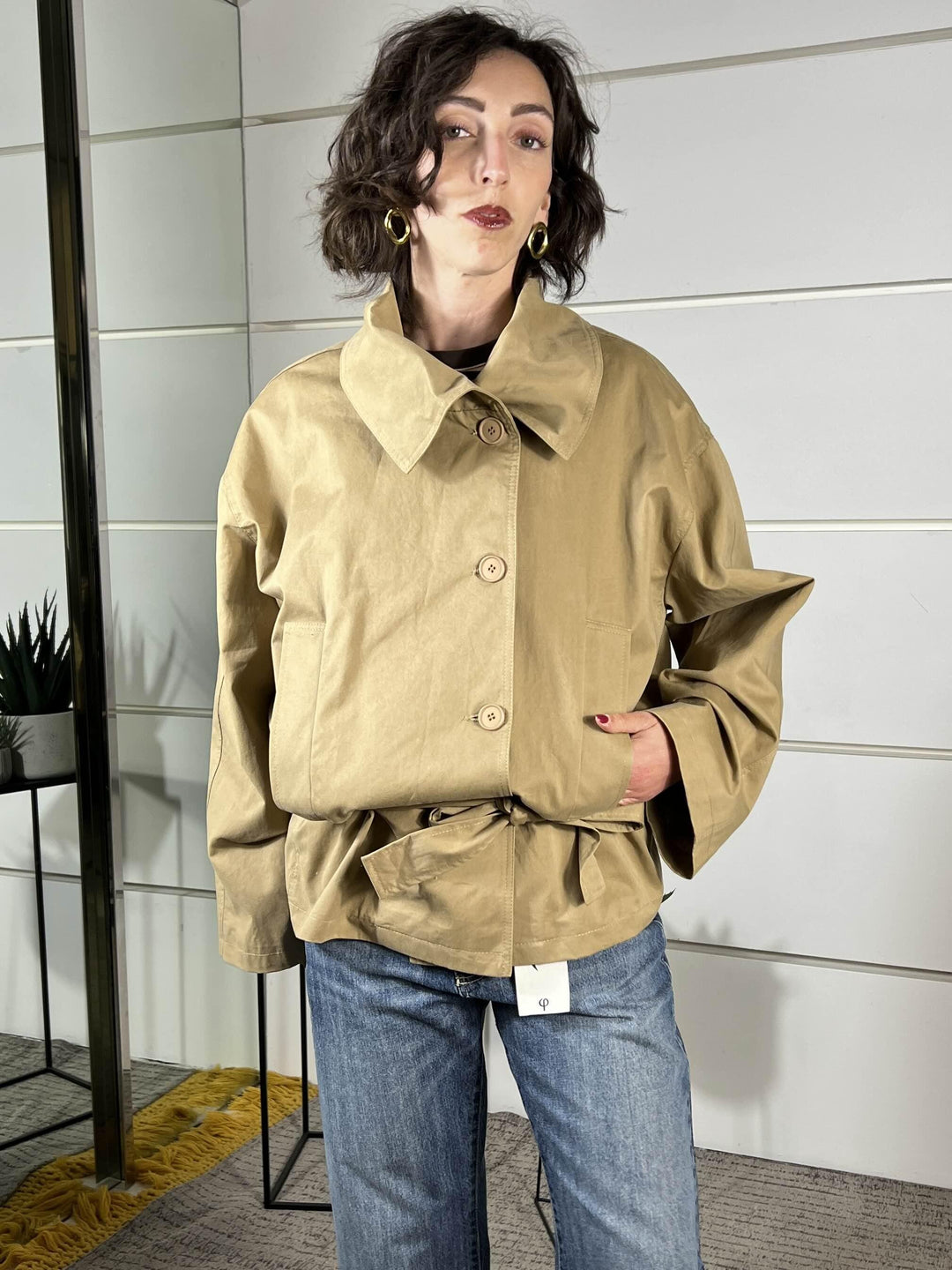 trenchy collo alto con cinta cammello 126063CAMMELLO TENSIONE IN