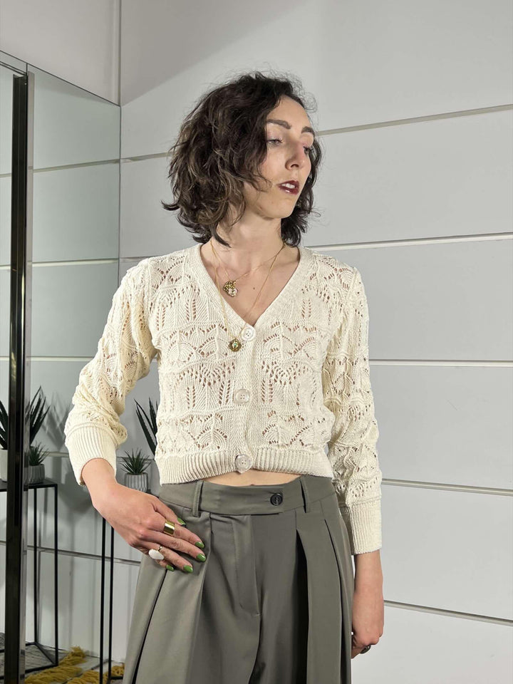 cardigan crop scollo a  latte 26217LATTE SUSY MIX