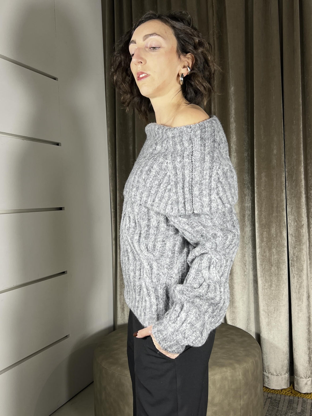 maglione scollo shiffer grigio MBD-P334GRIGIO HAVE ONE