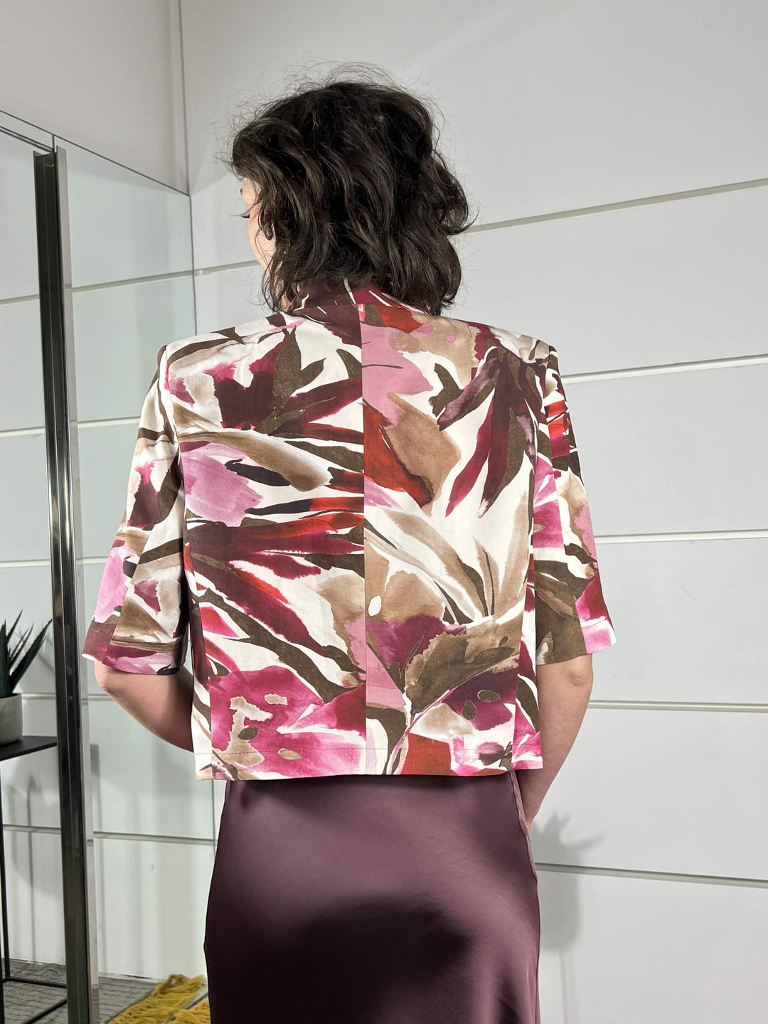 giacca coreana crop a fantasia naturale moro e fuxia TAB2099NATURALE/MORO/FUXIA VICOLO