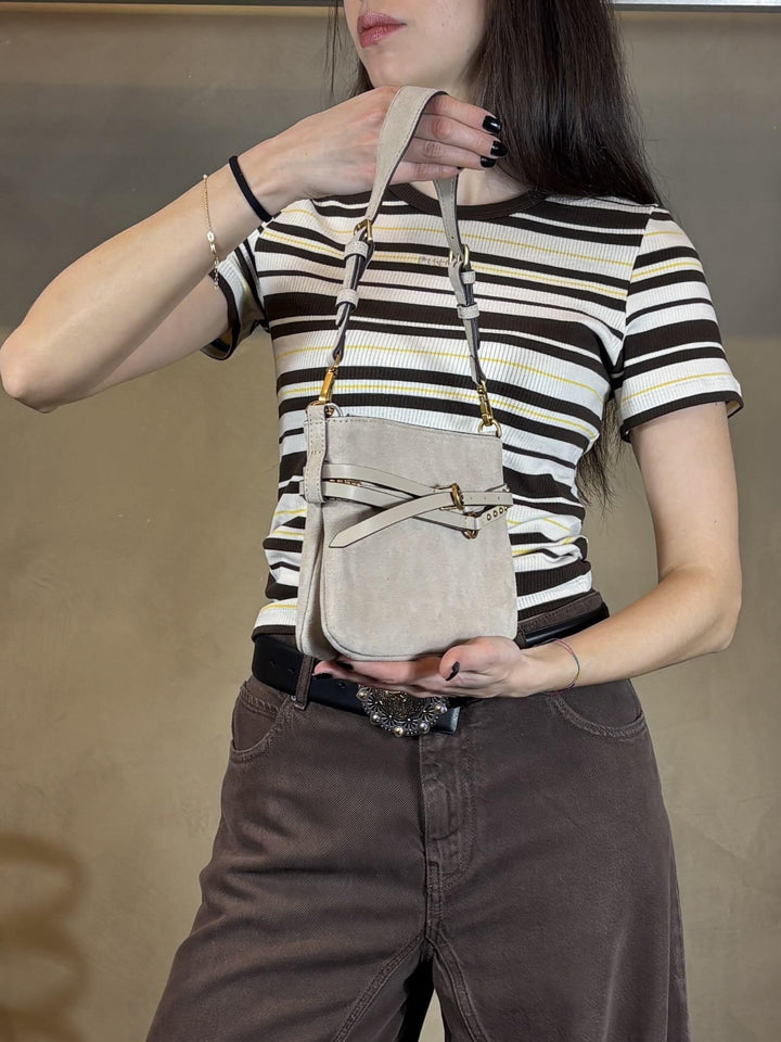 borsa beige in suede con cinturini BELT BAG MINI SUEDEC50Q PINKO