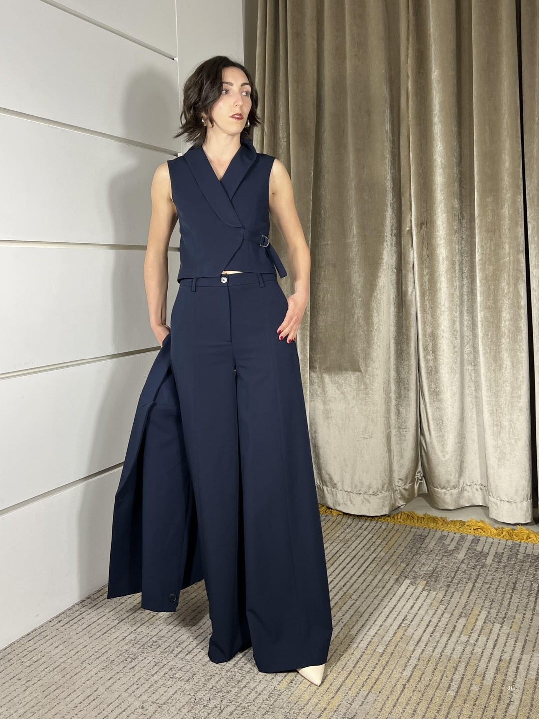 pantalone ampio blu TAB0130BLU VICOLO