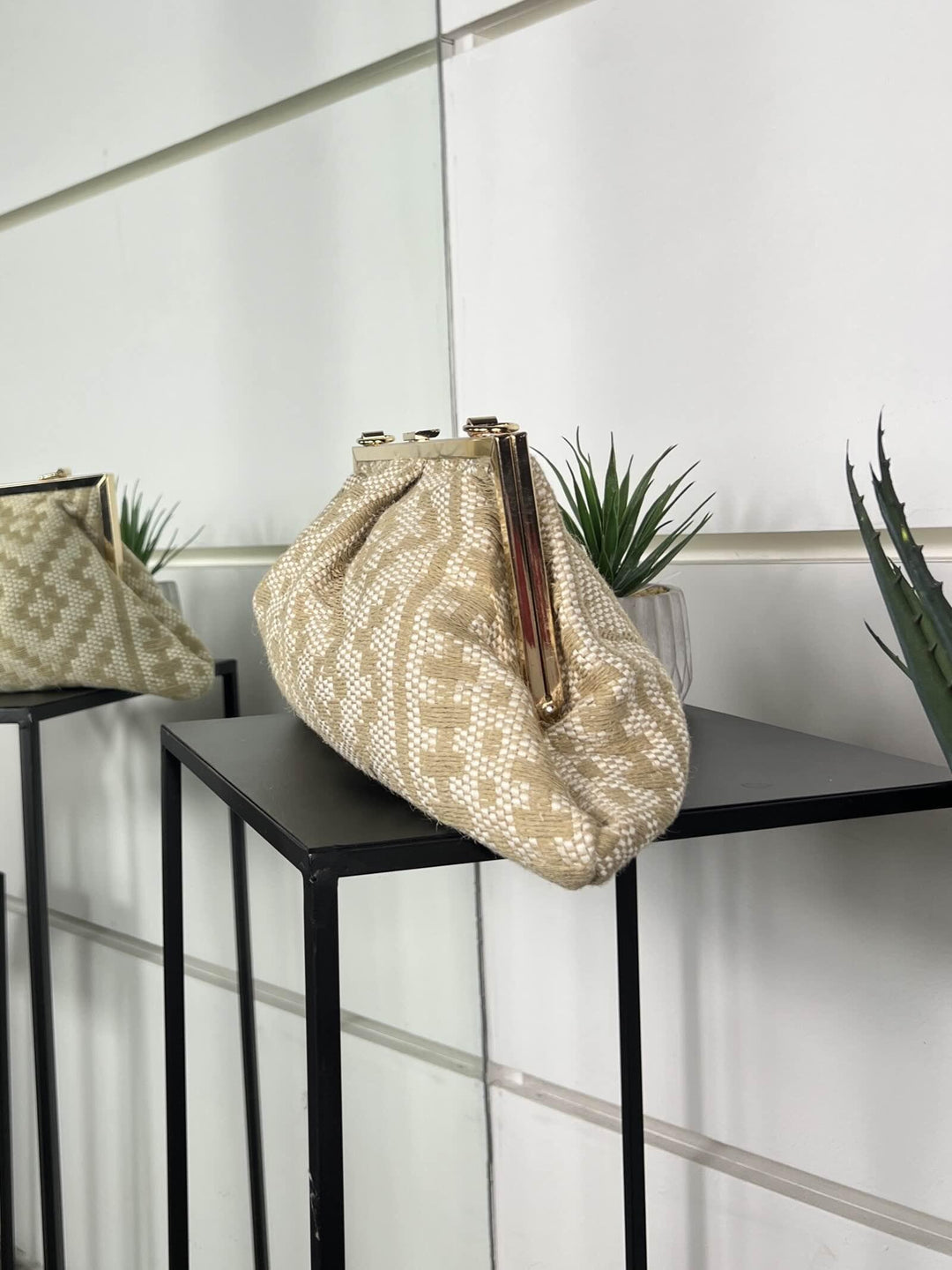 borsa a clutch con fantasia geometrica kaki  con tracolla FF27472KAKI FEMME CAFE SELECTION