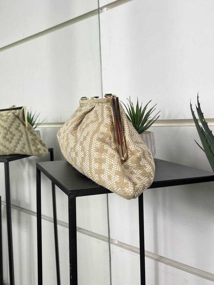 borsa a clutch con fantasia geometrica kaki  con tracolla FF27472KAKI FEMME CAFE SELECTION