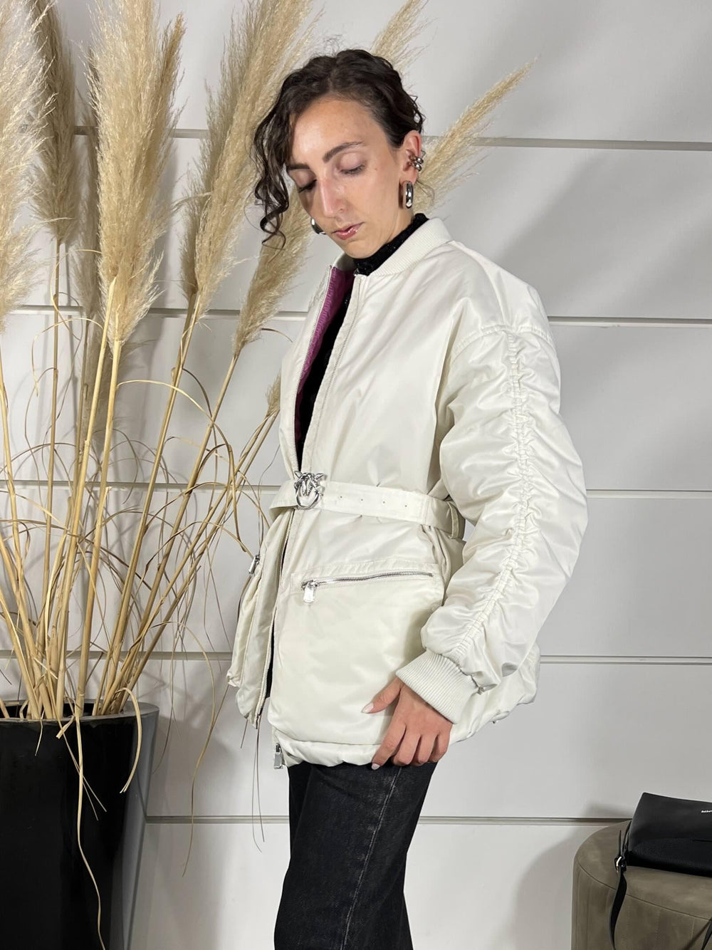 BOMBER IN RASO TECNICO TORTORA BACON BOMBERC14 PINKO