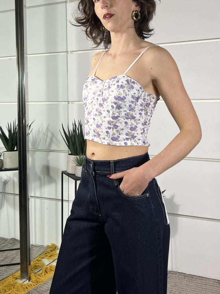 top corsetto a fiori lilla TAB1408LILLA VICOLO