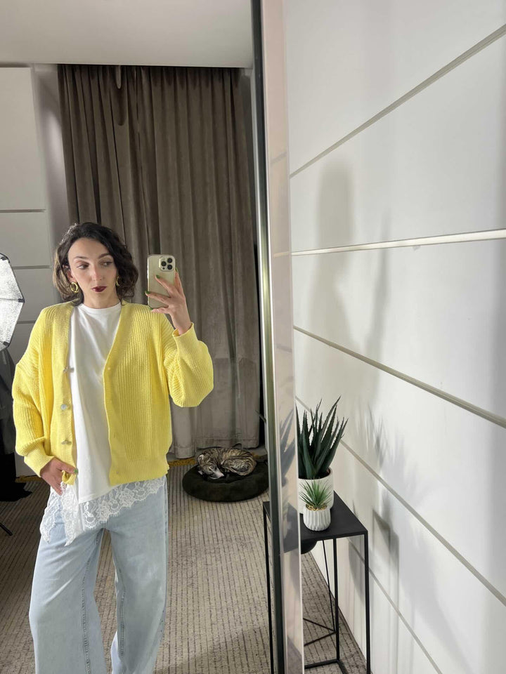 cardigan over costa inglese giallo 21660GIALLO SUSY MIX