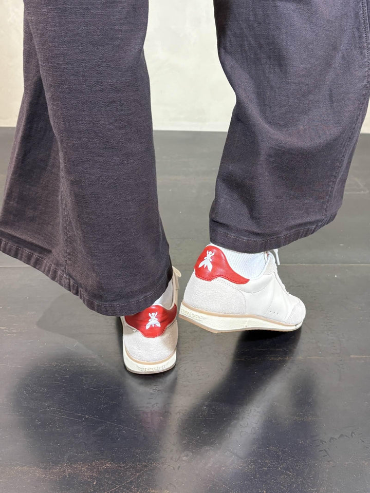 sneakers'93 in suede e pelle panna e rosse 2Z0074L150FG67 PATRIZIA PEPE PREVIEW