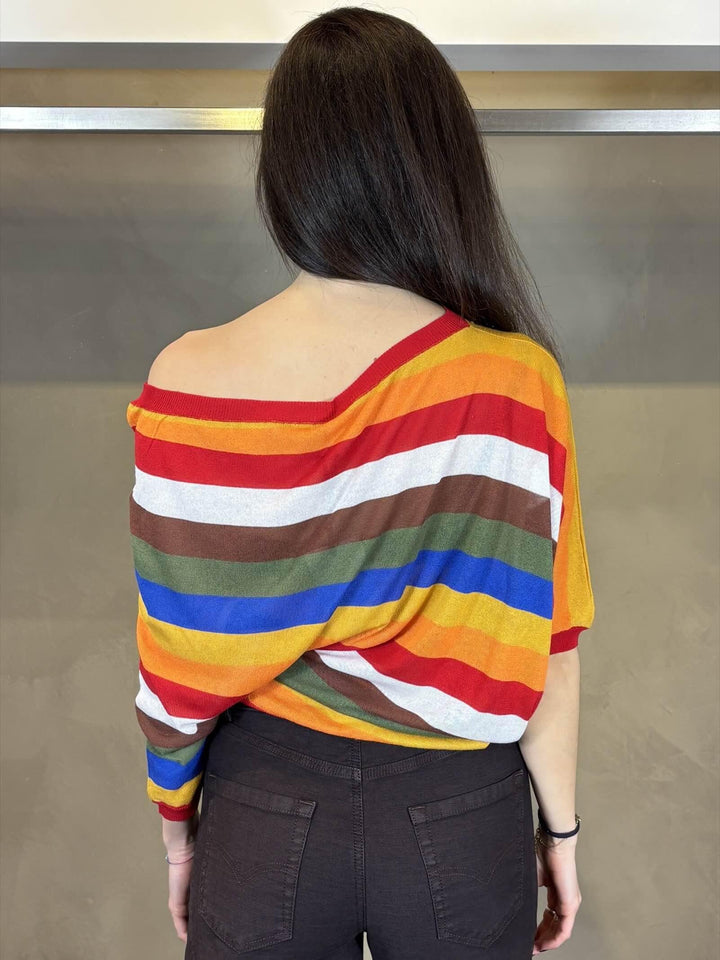 maglia asimmetrica a righe colorate MAUL5060 CARLA G. MAGLIE