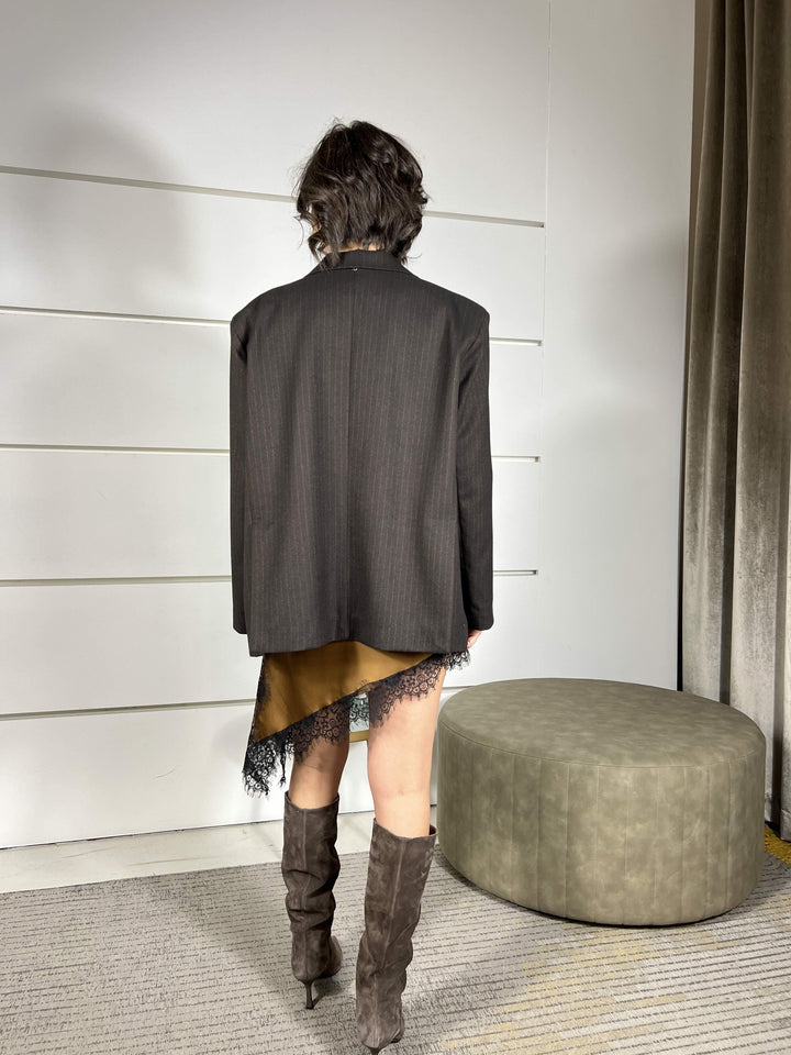 giacca moro over gessata con borchie D01E0767MORO PHILIA LOFT