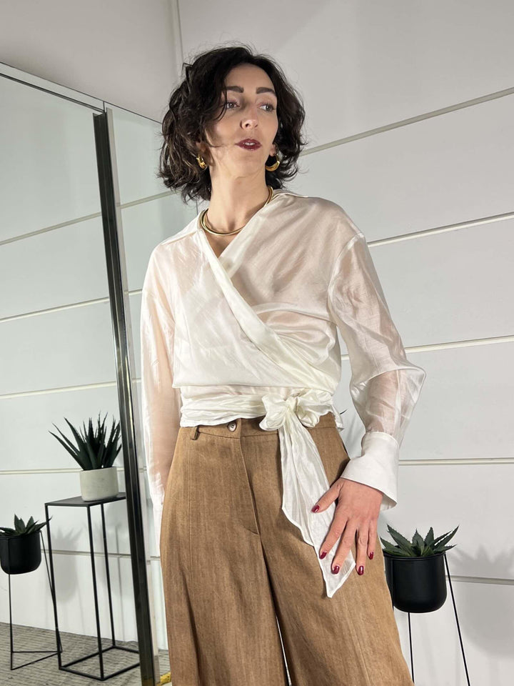 camicia in voille burro con scollo a incrocio TAB0154BURRO VICOLO