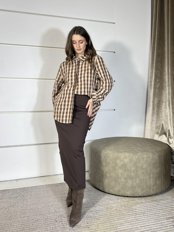 gonna punto milano con spacco dietro moro 26G1204MORO TENSIONE IN