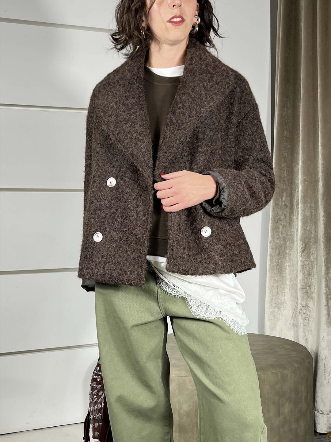 cappotto corto lana cotta moro PP249T329MORO SUSY MIX