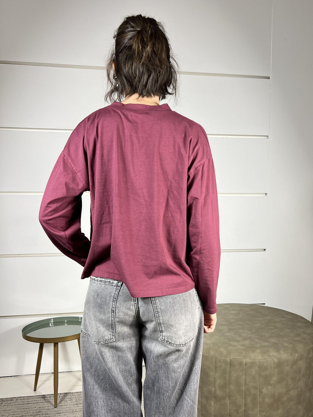 T-SHIRT BORDEAUX IN COTONE MANICA LUNGA GIROCOLLO MJS-P123BORDEAUX HAVE ONE