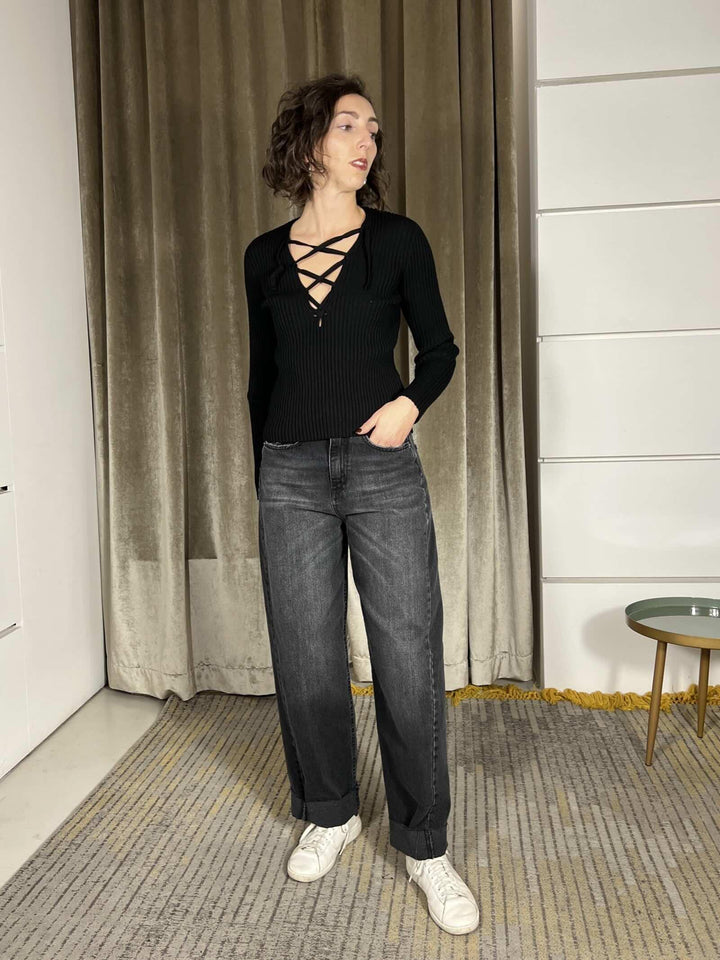 jeans egg fit nero ZORA-657PBLACK TENSIONE IN