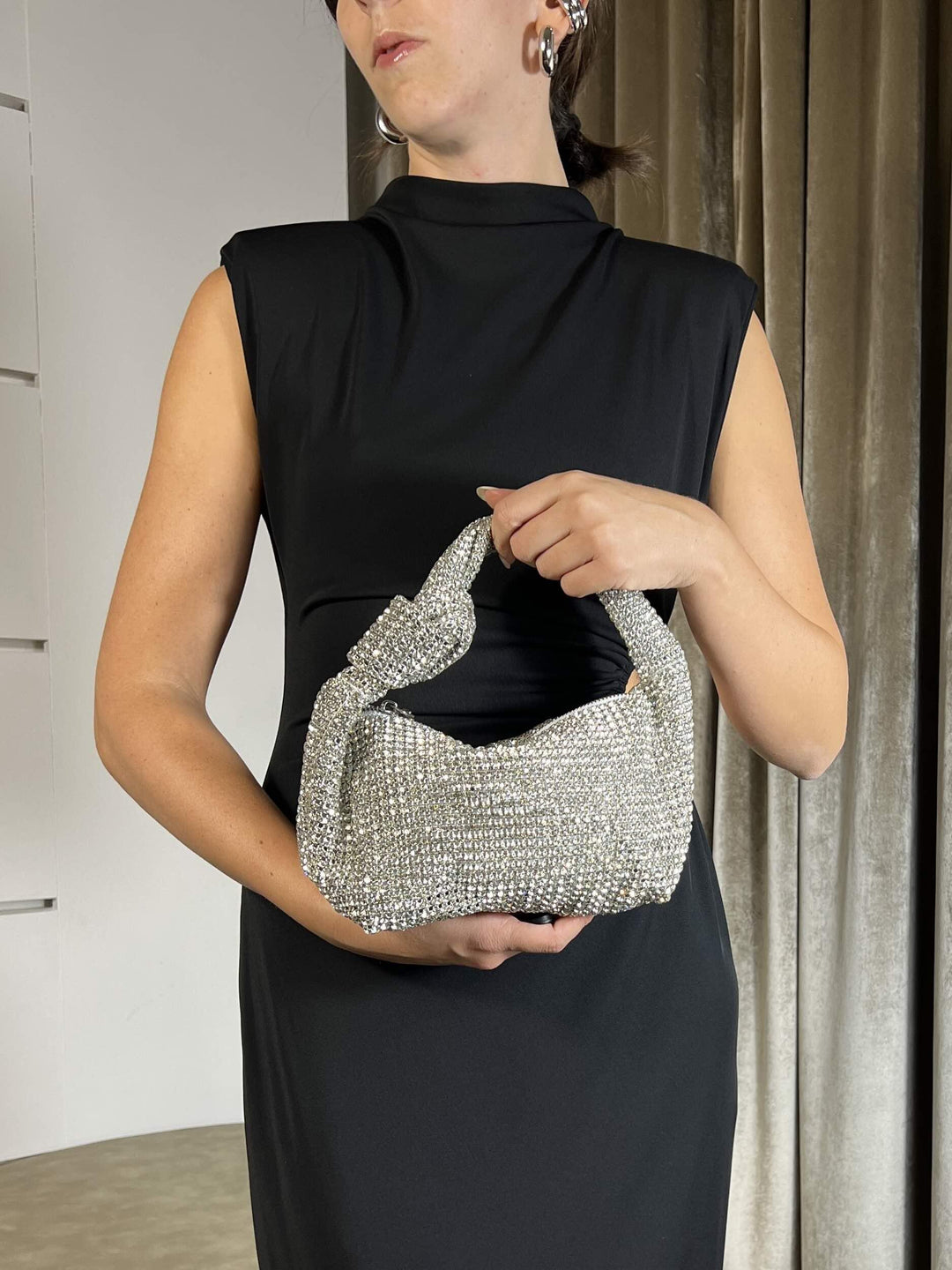 borsa a nodo con strass 571SILVER FEMME CAFE SELECTION