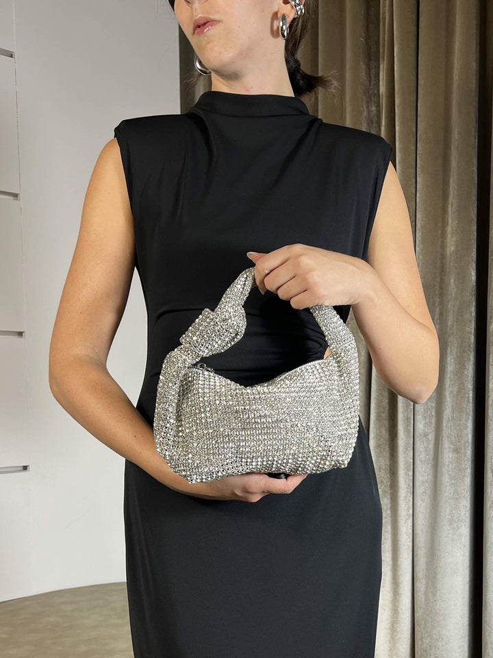 borsa a nodo con strass 571SILVER FEMME CAFE SELECTION