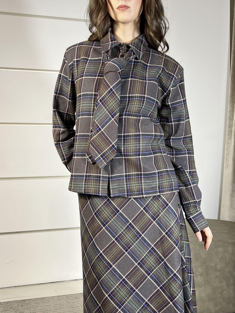 camicia con cravatta check viola 26C1372VIOLA TENSIONE IN