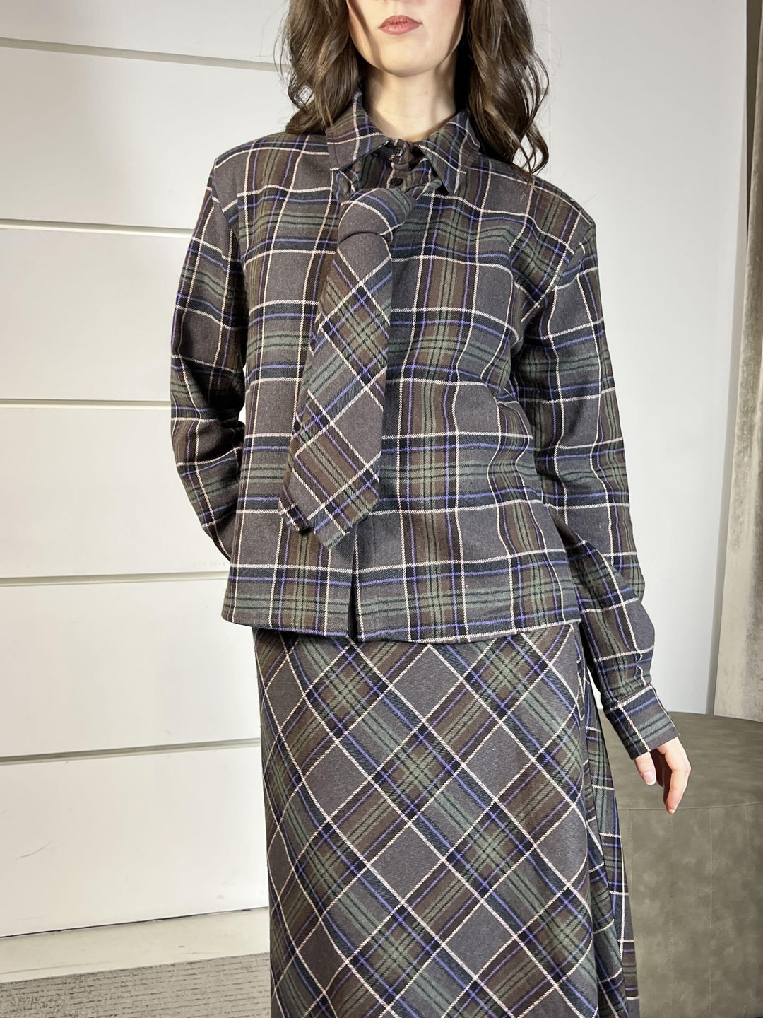 camicia con cravatta check viola 26C1372VIOLA TENSIONE IN