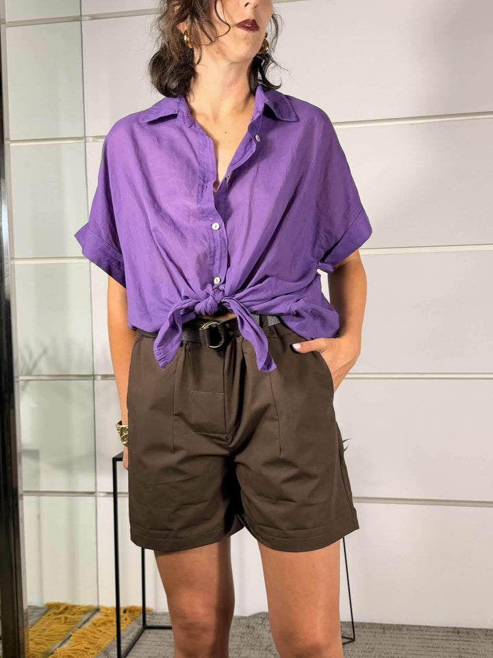 camicia viola in mussola di cotone 60777CVIOLA SUSY MIX