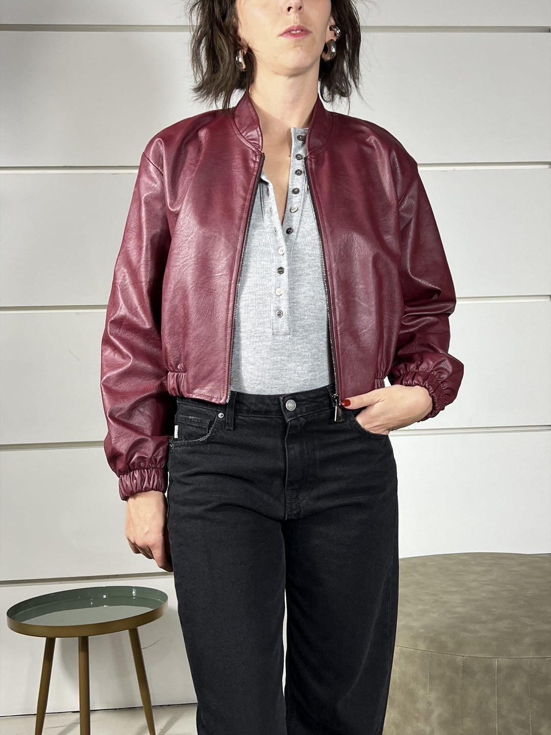 bomber in ecopelle vino J781D4VINO SUSY MIX