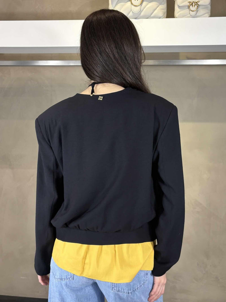 Giacca bomber nera con rever ribaltato G203VUMA001 MANILA GRACE