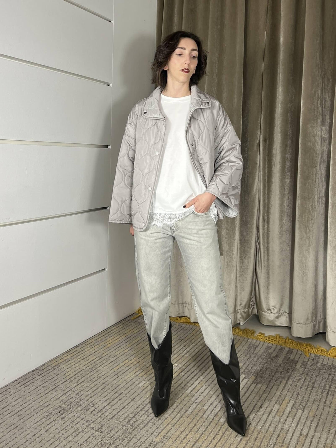 trapuntino con colletto a camicia perla TAB0009SABBIA VICOLO